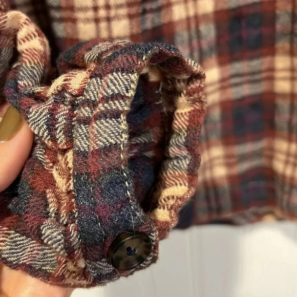 Free People Plaid Northern Bound Flannel Henley top size XS - Picture 6 of 11